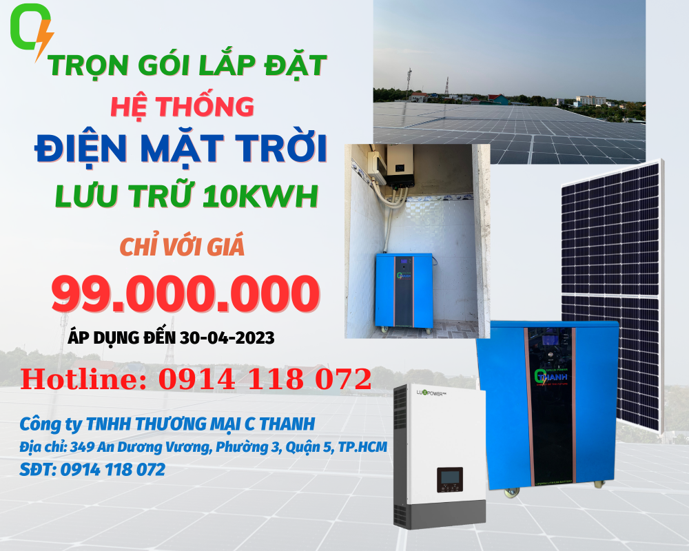 Gói lắp đặt hệ thống điện mặt trời lưu trữ 10kWh chỉ 99 triệu đồng